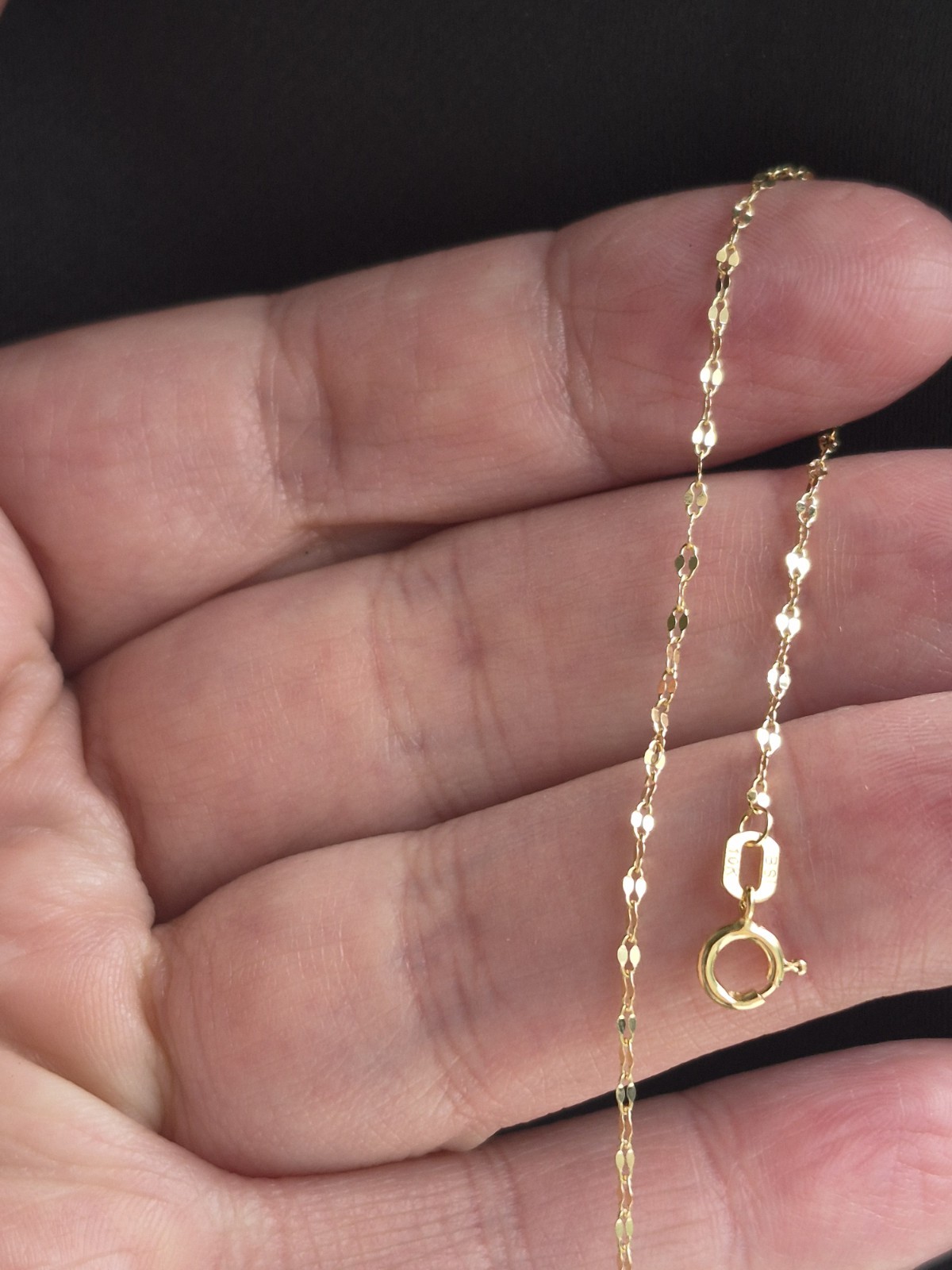 10k Solid Gold Mirror Anklet 10in
