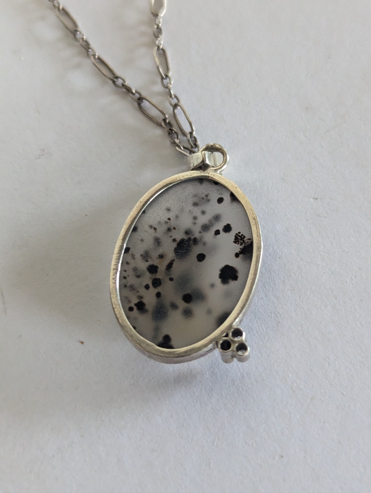 One-of-a-kind Artisan Handmade 925 Sterling Silver & Montana Moss Agate Stone