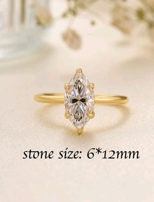Roddify 2 Carat Marquise Cut Moissanite Womens Engagement Ring. Size 8 NEW