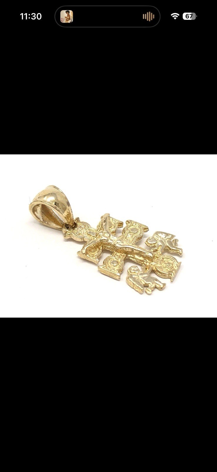 10k solid Yellow Gold Angels Caravaca Crucifix Cross Charm Pendant 1 gram