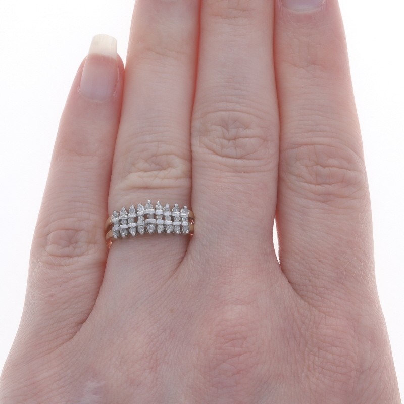 Yellow Gold Diamond Tiered Cluster Band – 10k Single Cut .25ctw Ring