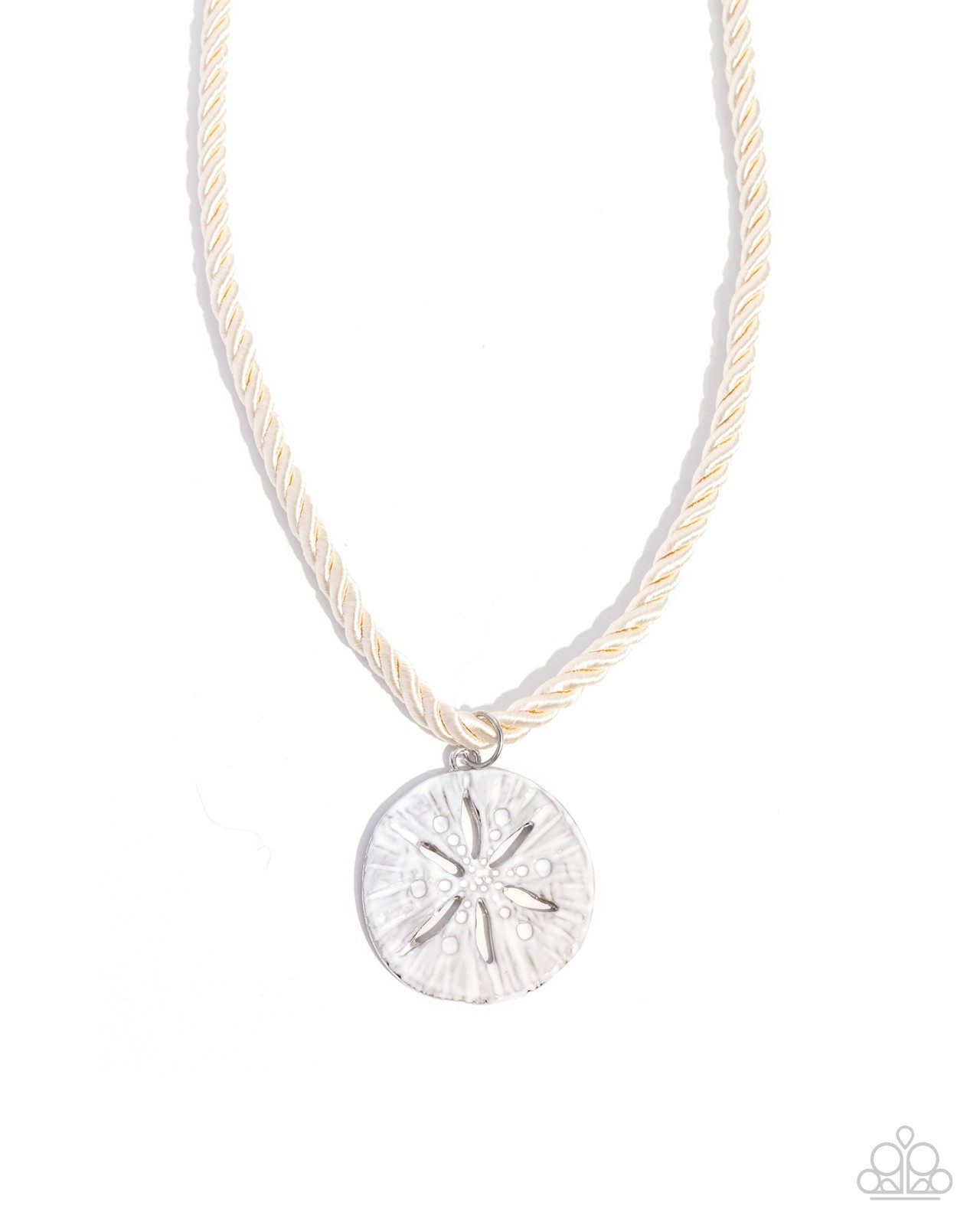 Paparazzi Sand Dollar Serendipity – White – White Painted Sand Dollar – Necklace
