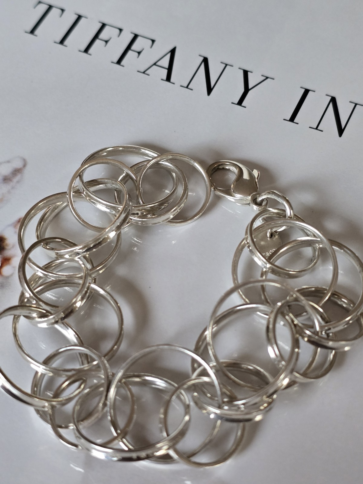 TIFFANY & Co. 925 STERLING 1837 INTERLOCKING CIRCLE SILVER BRACELET-7″ PRE-OWNED
