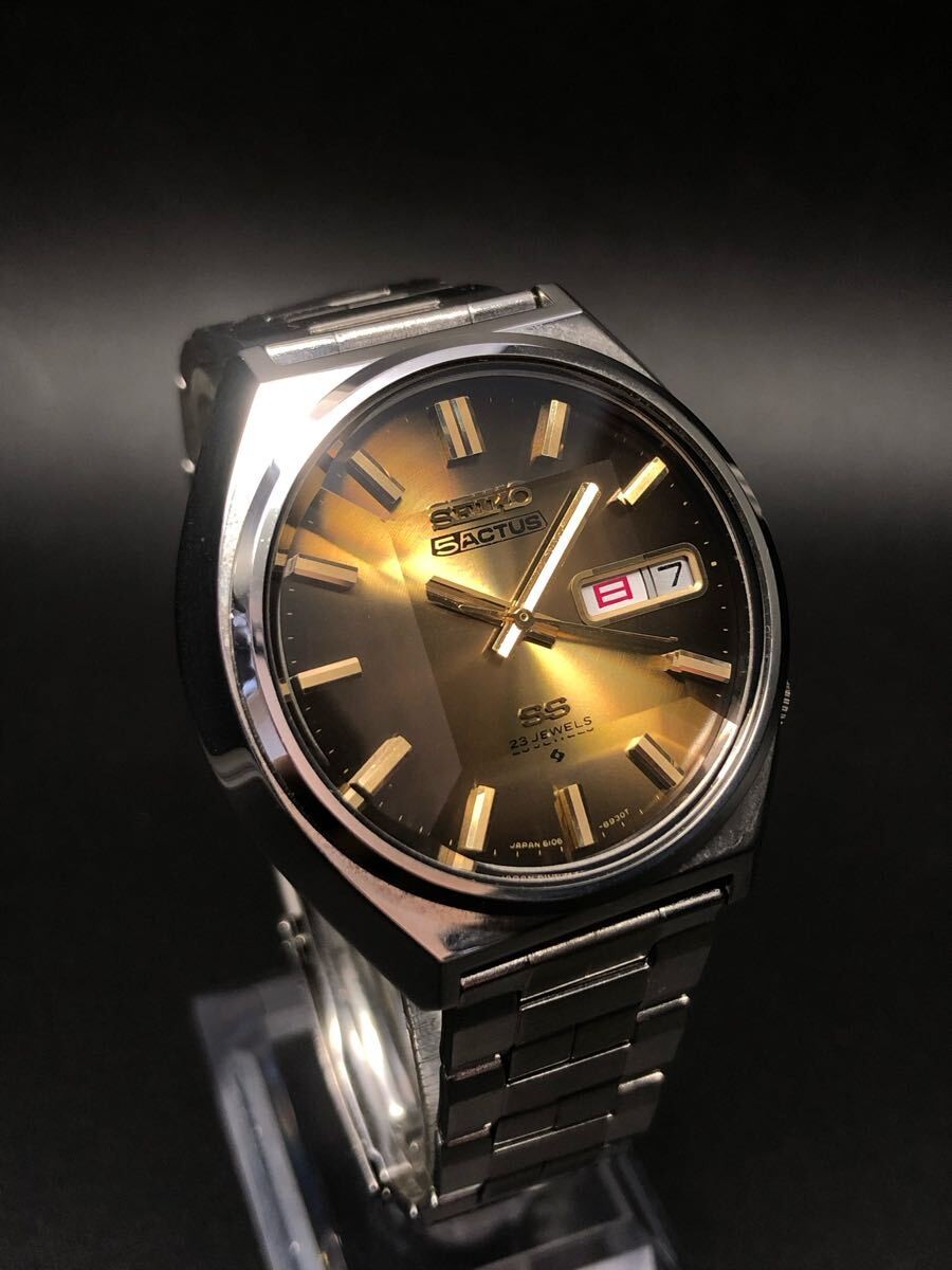 [B1P] SEIKO 5 Actus Faceted Cut Glass 1975 Vintage Automatic Watch [y7x]