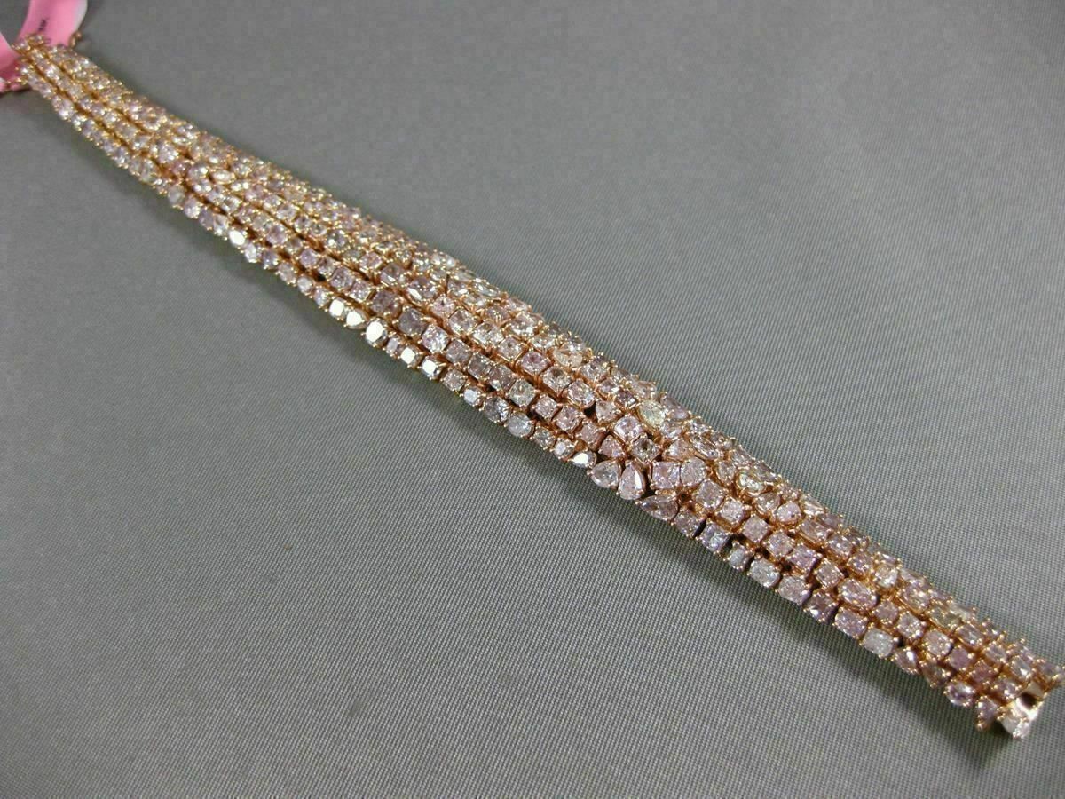 ESTATE LARGE 24.90CT PINK DIAMOND 18KT ROSE GOLD 3D MULTI ROW TENNIS BRACELET