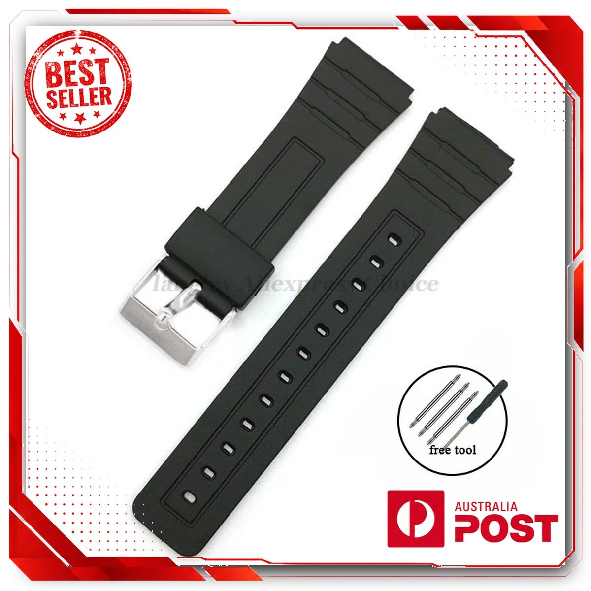 Silicone Watch Strap for CASIO F91W W-800H 18mm Replacement Band