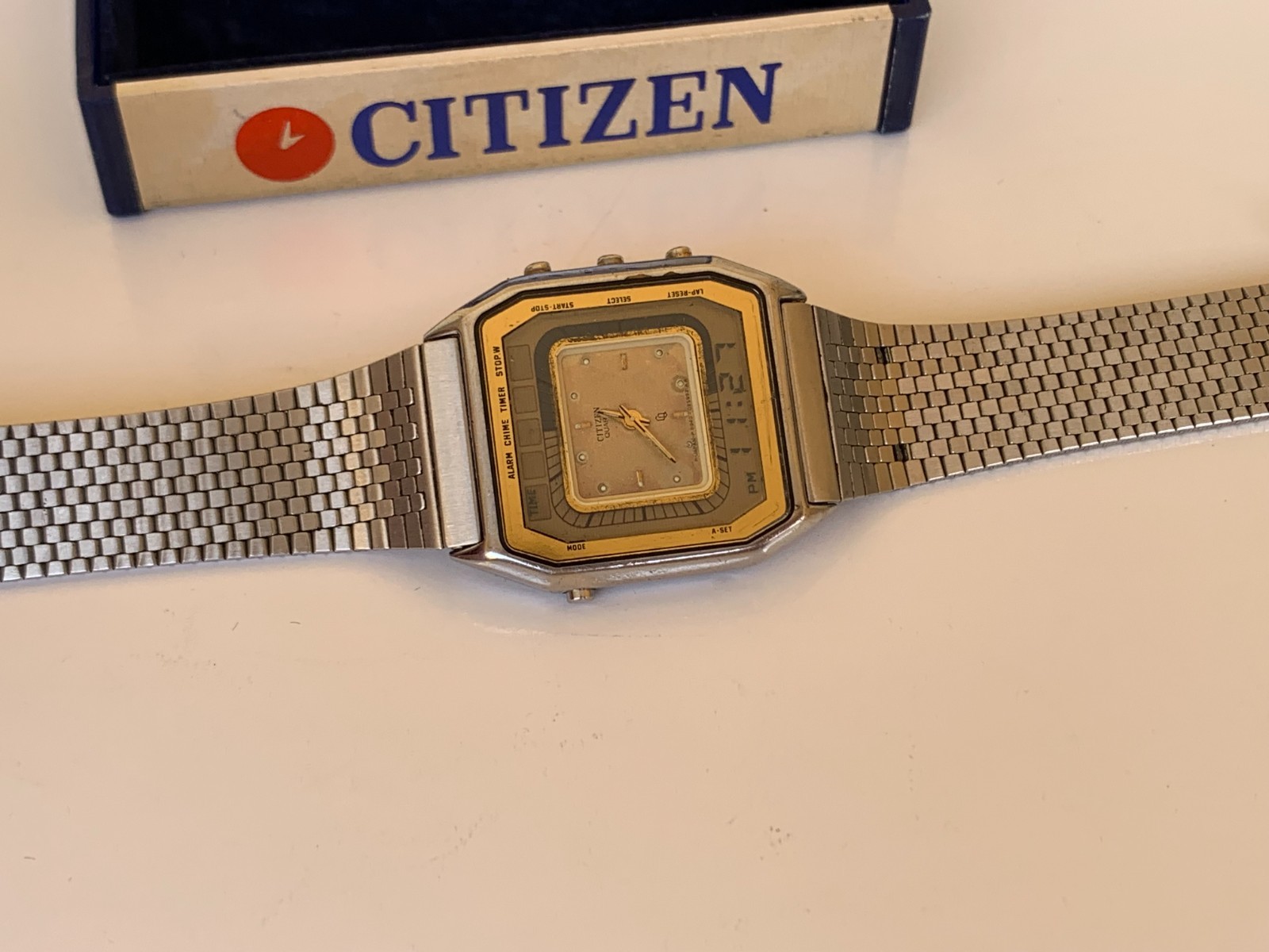 1981 Vintage Citizen Ana-Digi Alarm Chime Timer 4-082320 Watch Boxed 31mm Japan