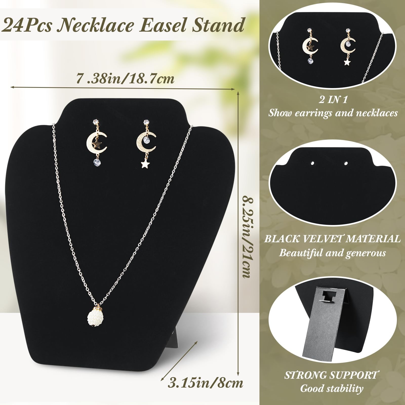 24pcs Foldable Necklace Display Stand Bulk 7.38 x 8.25inch Jewelry Bust Displ…