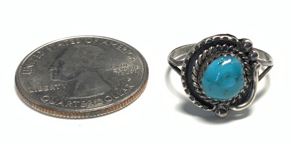 Old Pawn Sterling Silver 925 Turquoise Ring Size LY15
