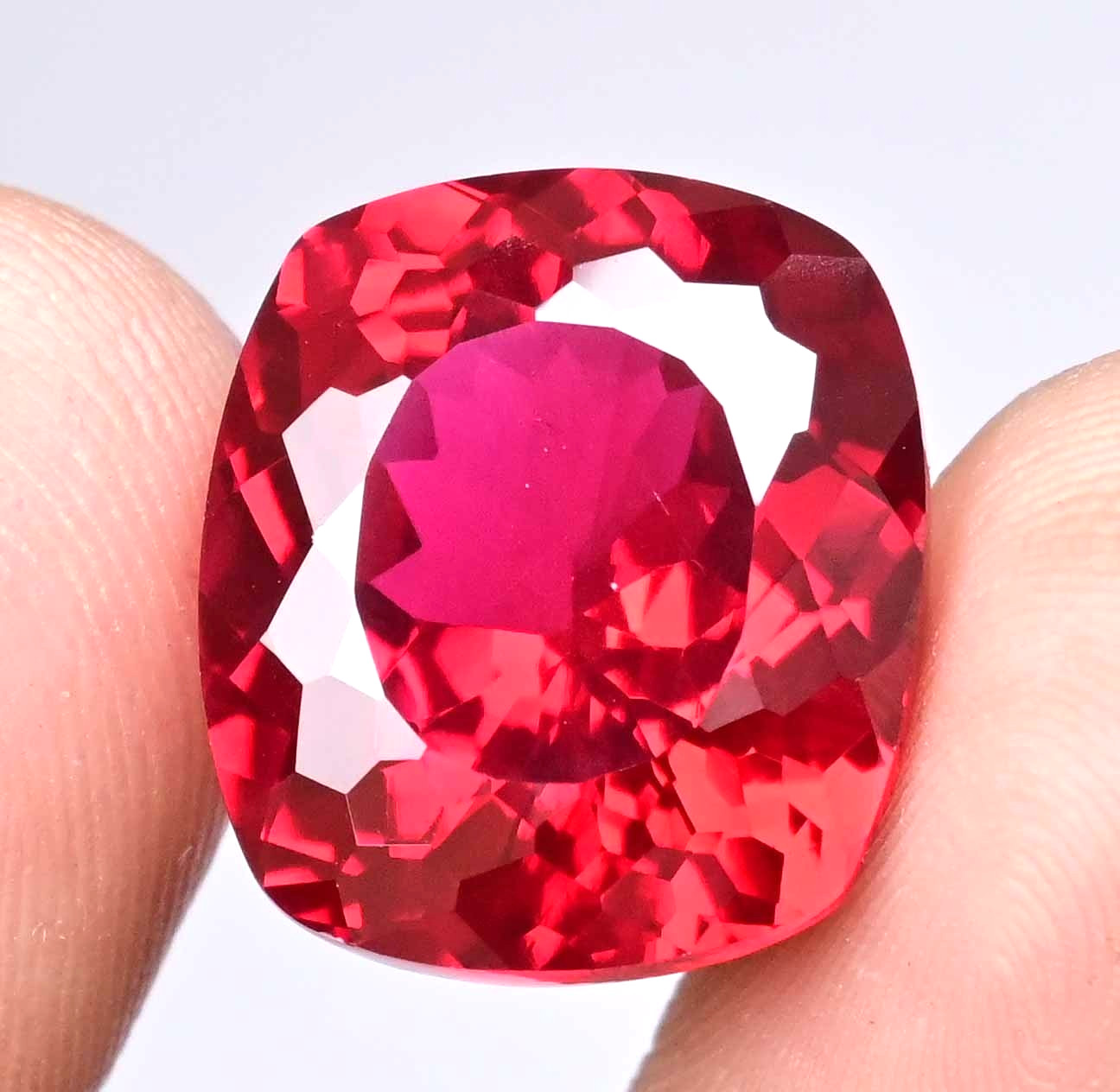 Flawless Natural Mozambique Blood Red Ruby 22.65 Ct Cushion Certified Gemstone