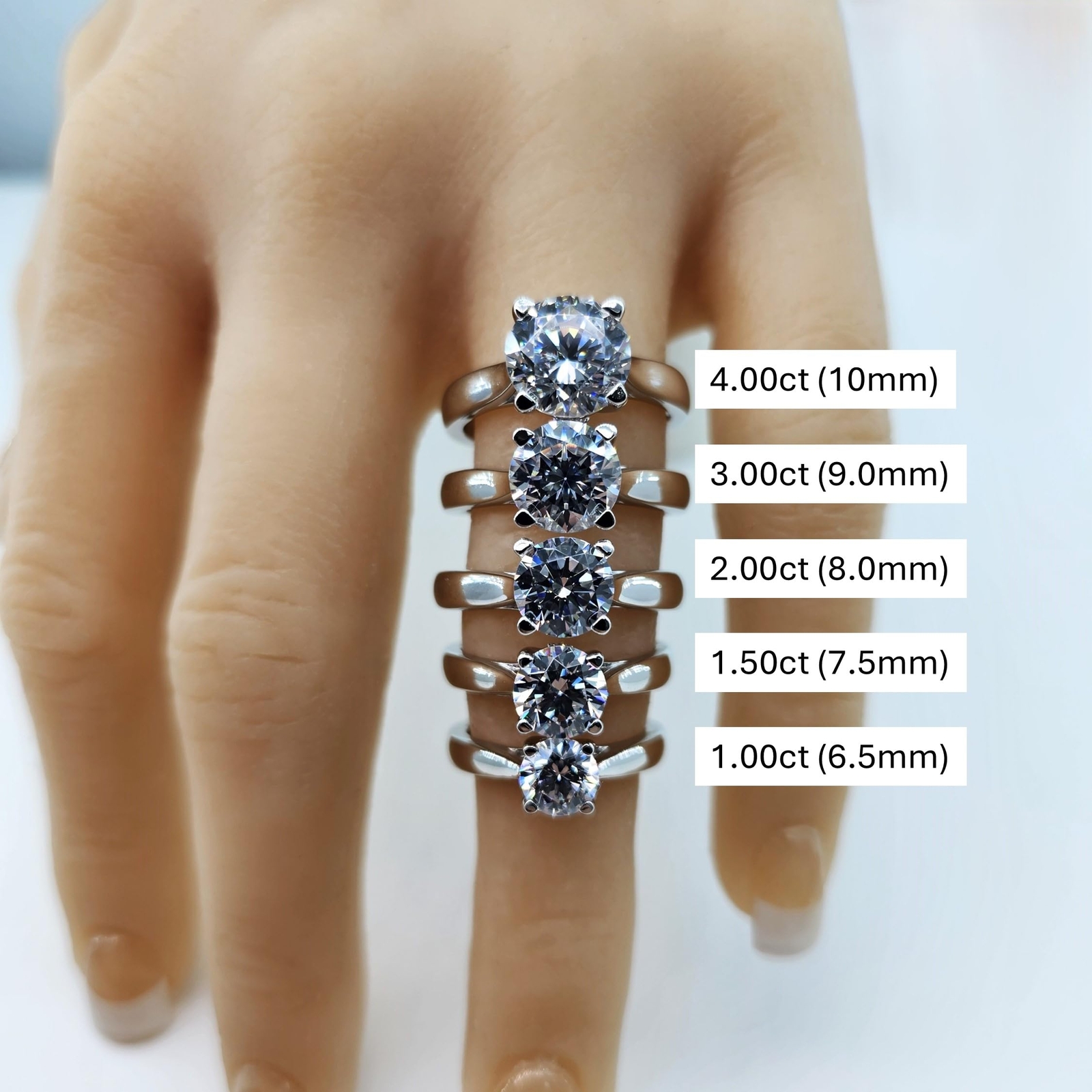 NANA Jewels Lucita Solitaire Round Cut Engagement Wedding Ring- Sterling Silver