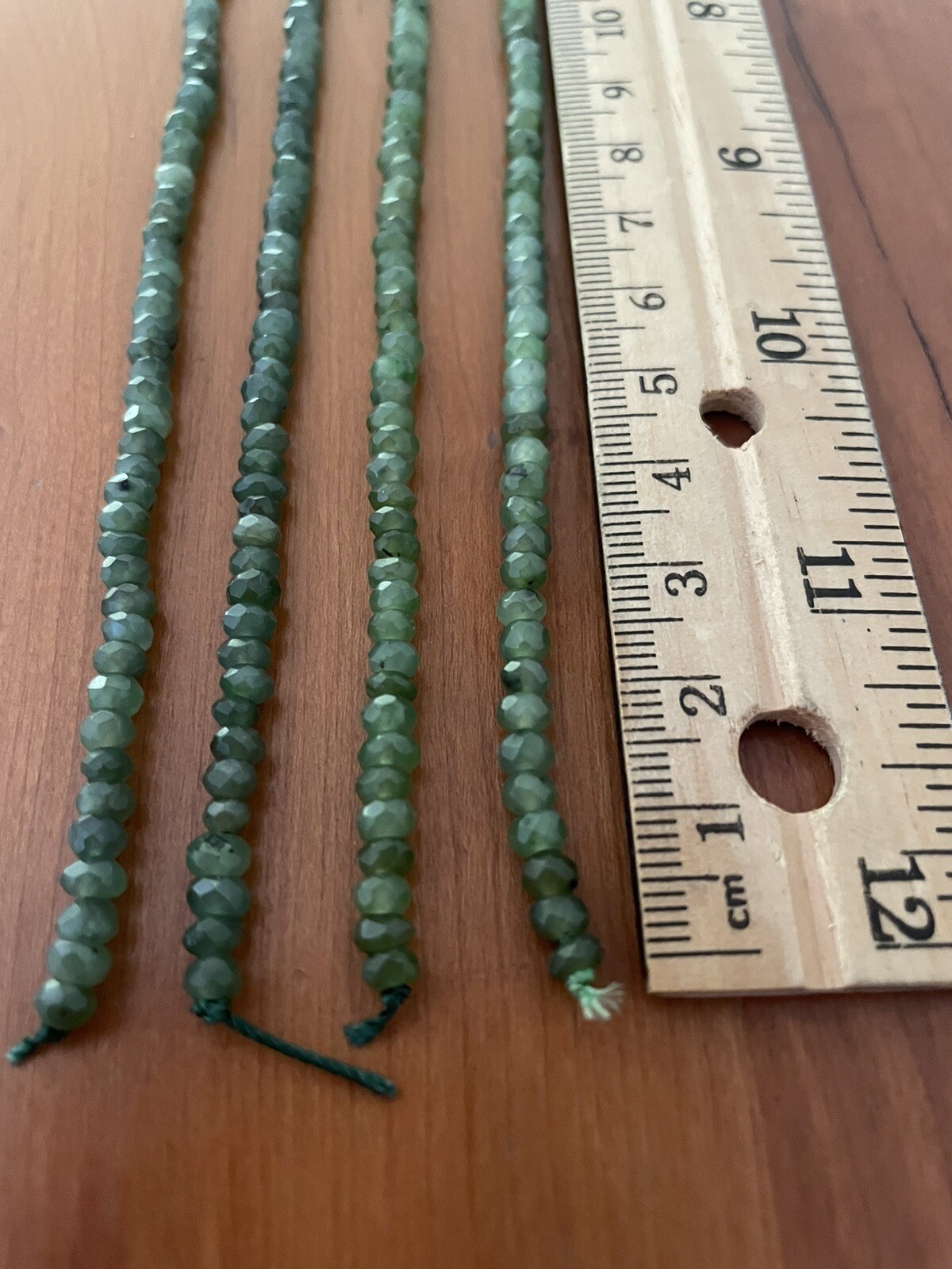 Green Jade Faceted Roundelle Semi-Precious Stones Loose Beads