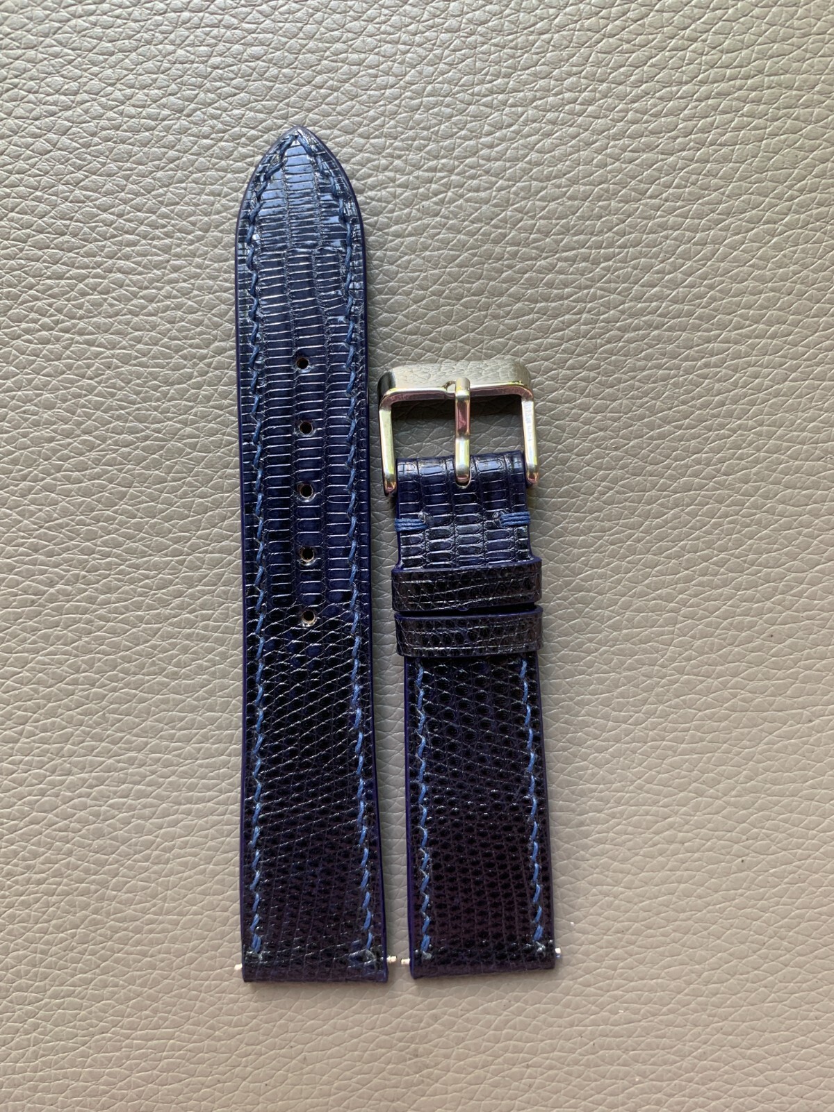 Navy Blue Genuine Lizard skin leather watch strap band Custom Sizes 10mm to 26mm