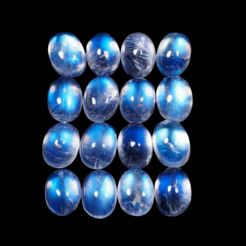 16 Pcs Natural Blue Fire Moonstone 5mm*4mm Oval Exclusive Quality Gemstones Lot