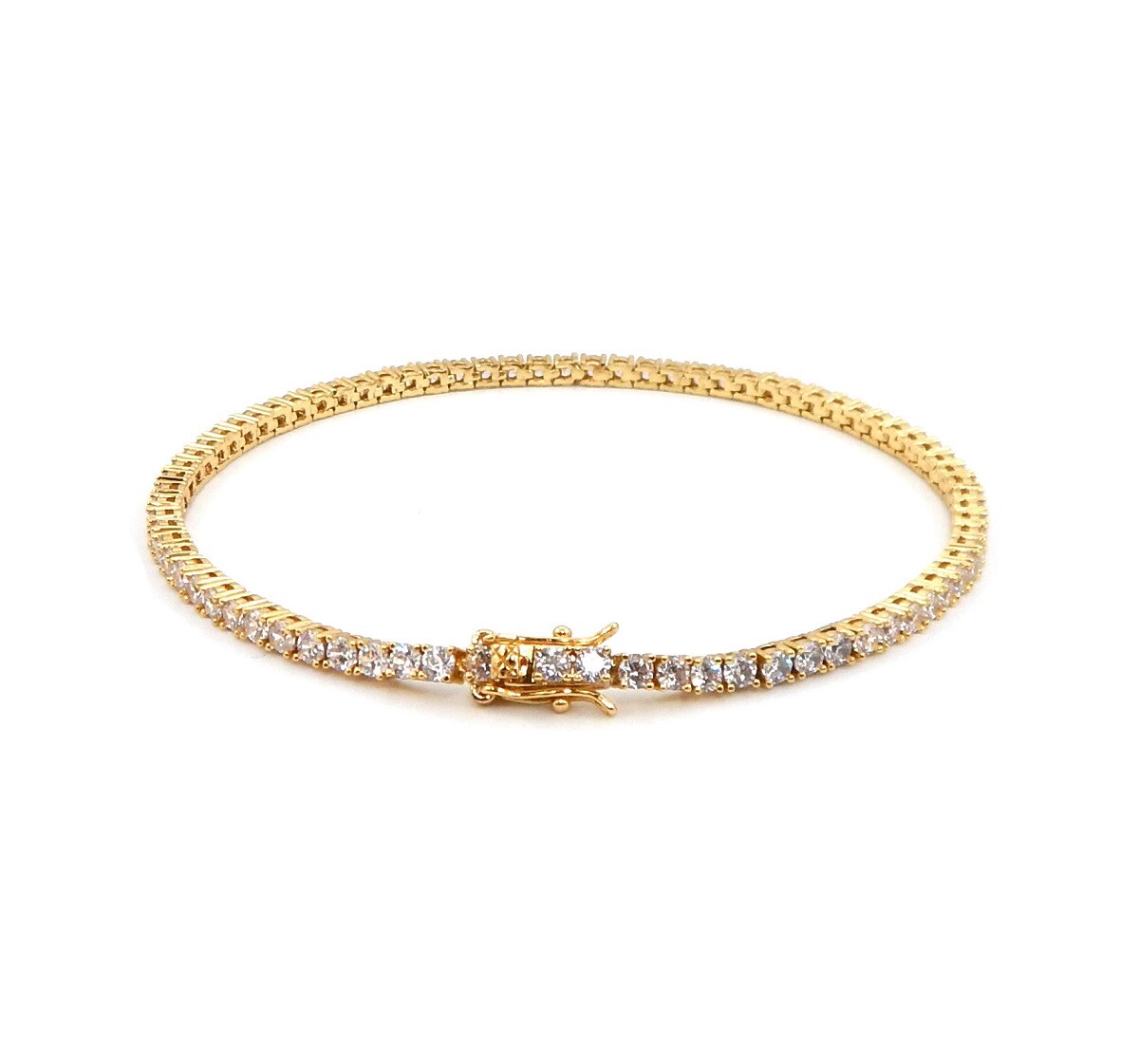 Cubic Zirconia 3mm Tennis Chain Anklet Ankle Bracelet 10 – 12 in 14k Gold Plated