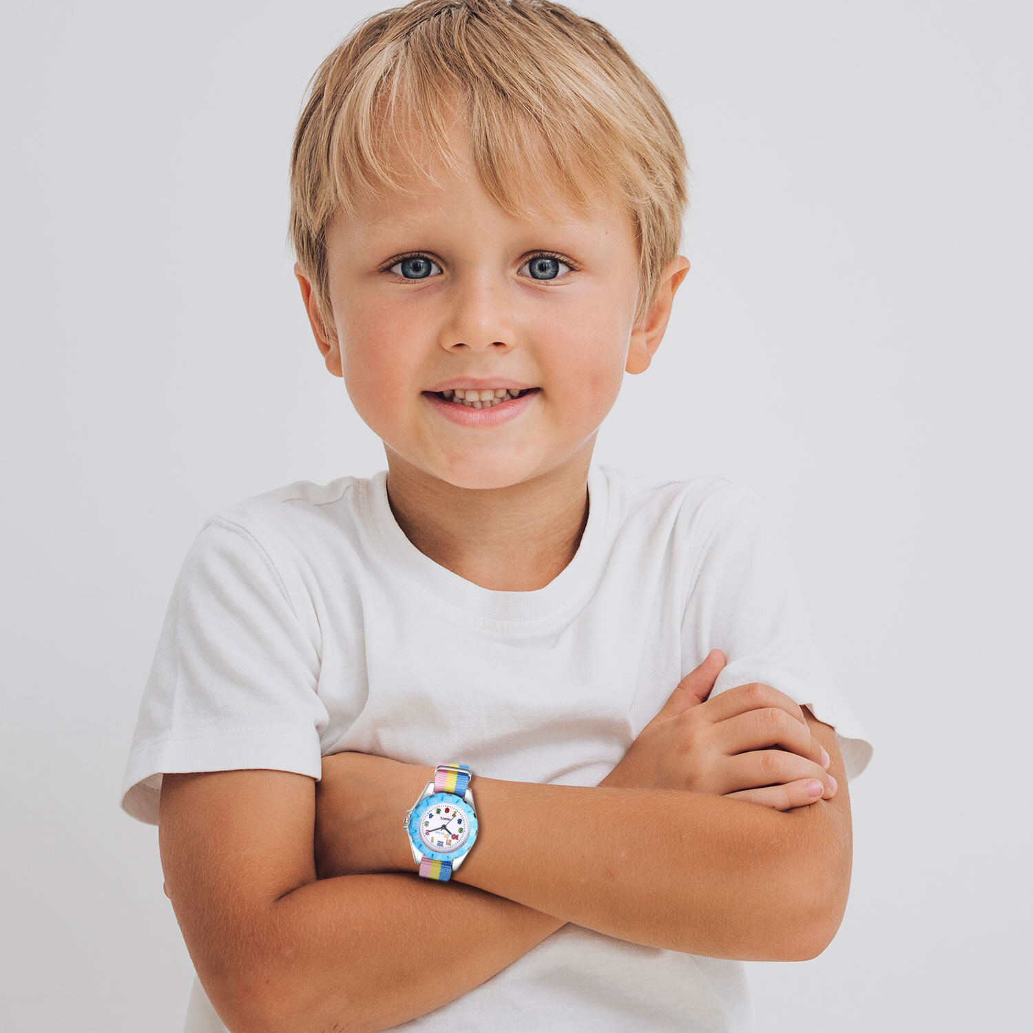Kids Boys Girls Striped Nylon Strap Watch Quartz Wrist Watches Birthday Gift