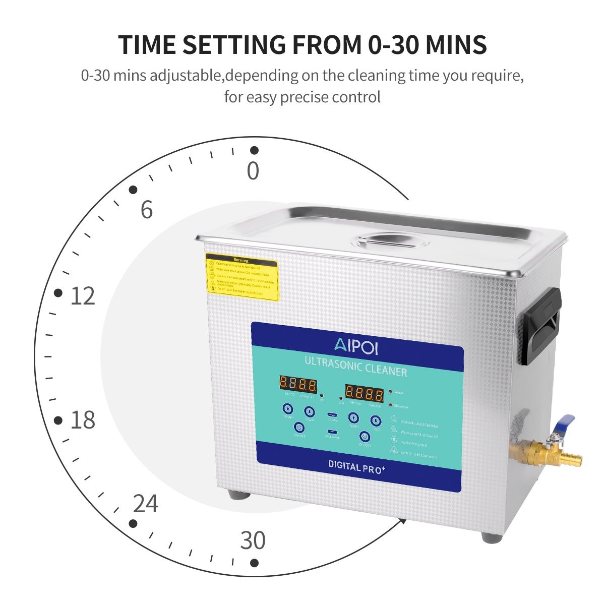 AIPOI 6.5L Ultrasonic Cleaner with Heater Timer & Basket Digital Sonic Machine