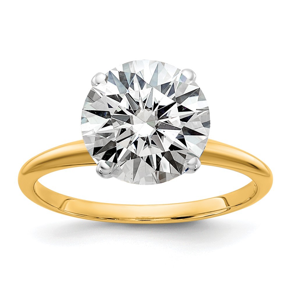 14k Yellow Gold 3ct. Round Cut Moissanite Solitaire Engagement Ring Size 7