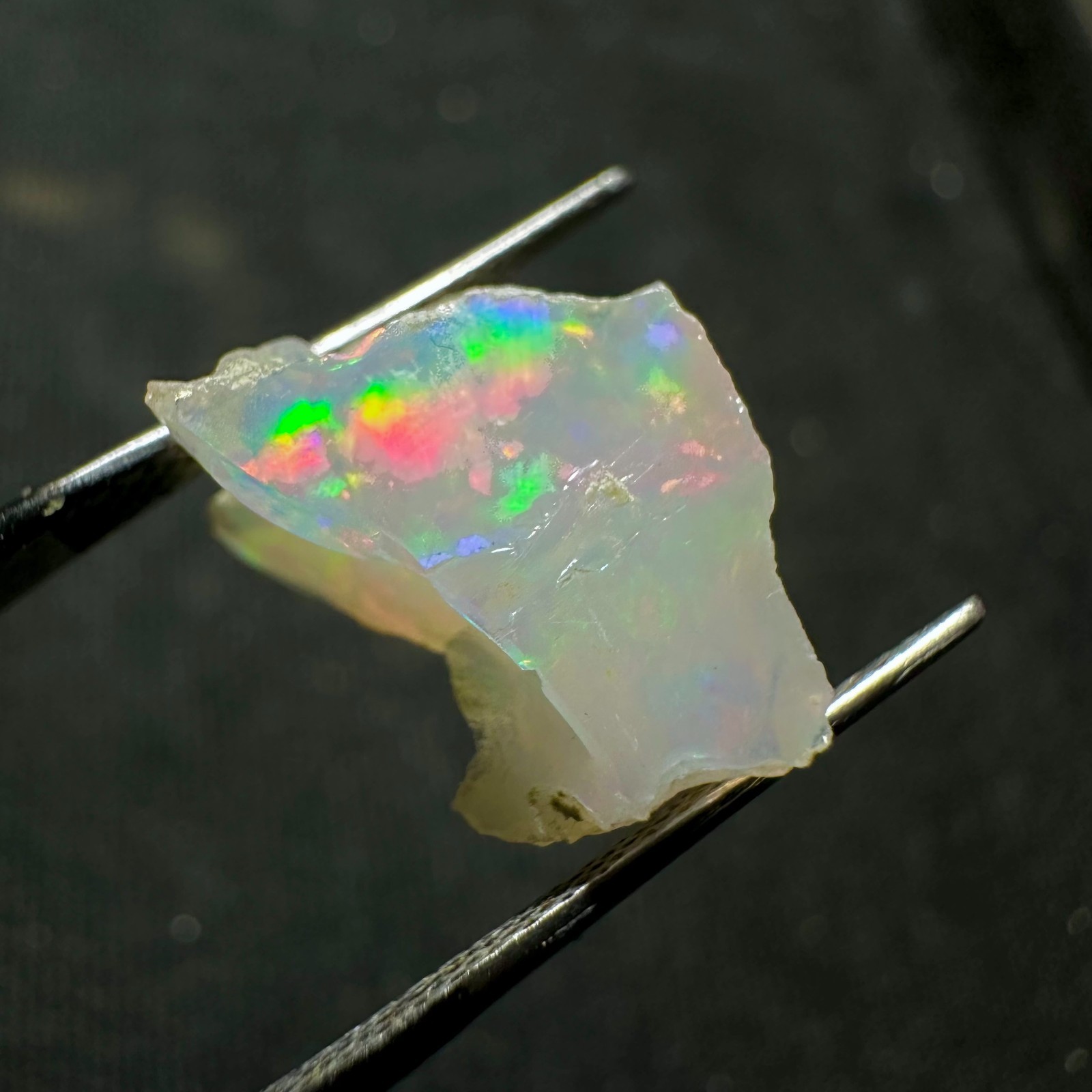 Natural White Ethiopian Opal Rough, Rainbow Fire Raw Opal, Play Of Color Opal
