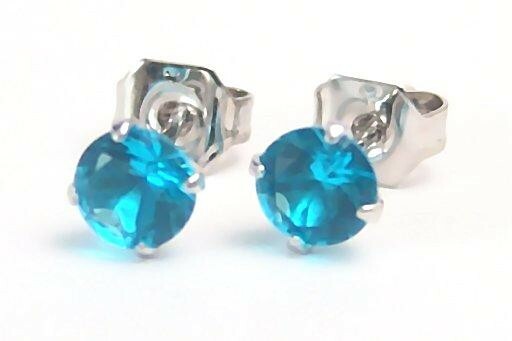 Sterling Silver Electric Blue Stud Earrings 5mm 1 carat total Carded