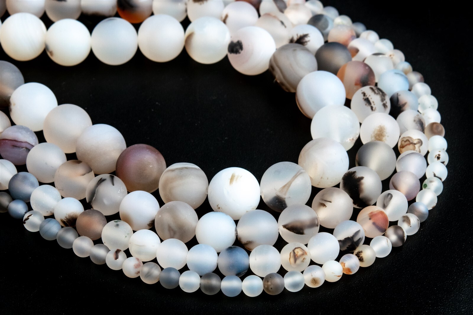 Natural Matte Flower Agate Beads Grade AAA Round Loose Beads 4/6/8/10MM