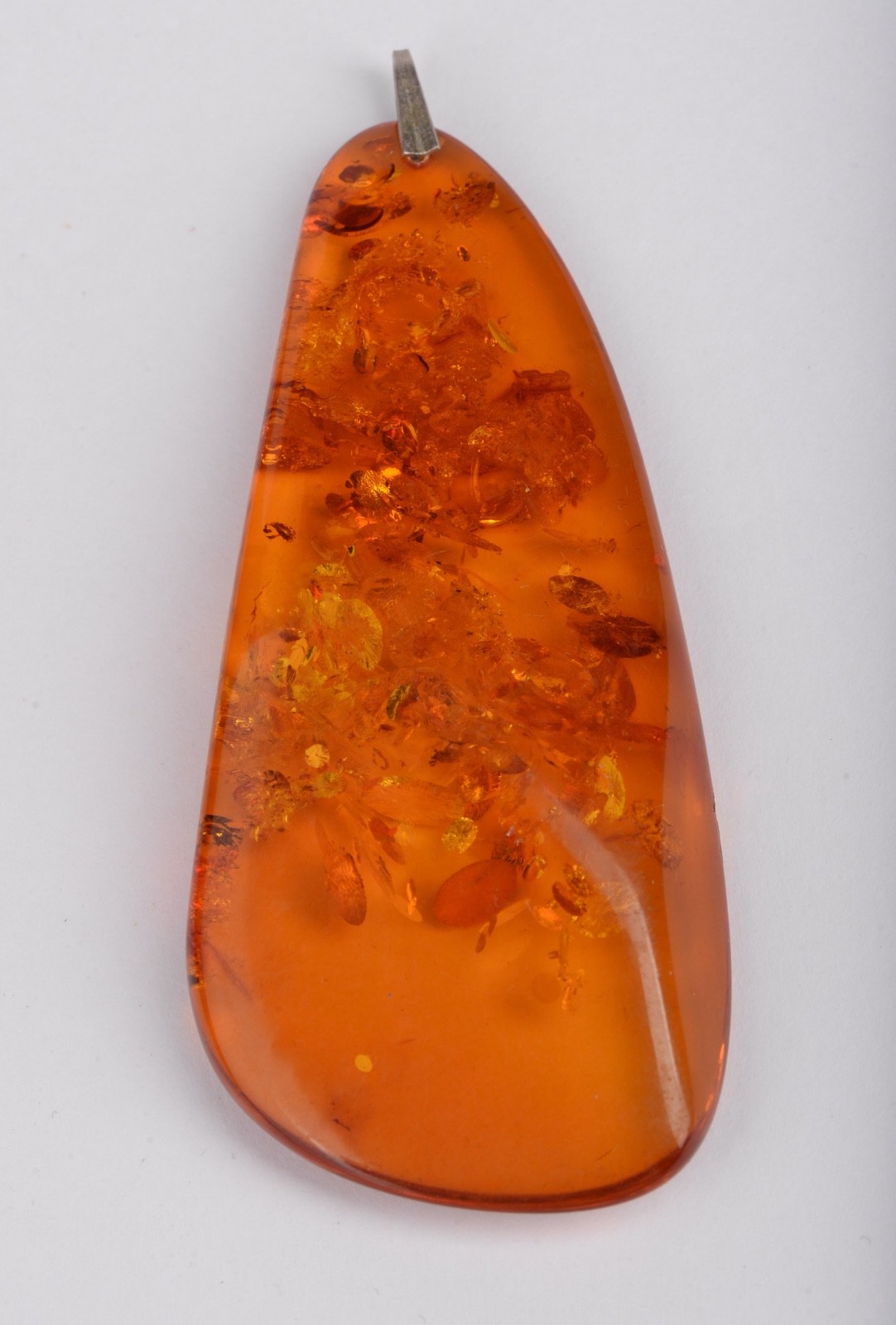 Large Amber Pendant Cognac Orange Freeform Teardrop 3.29in
