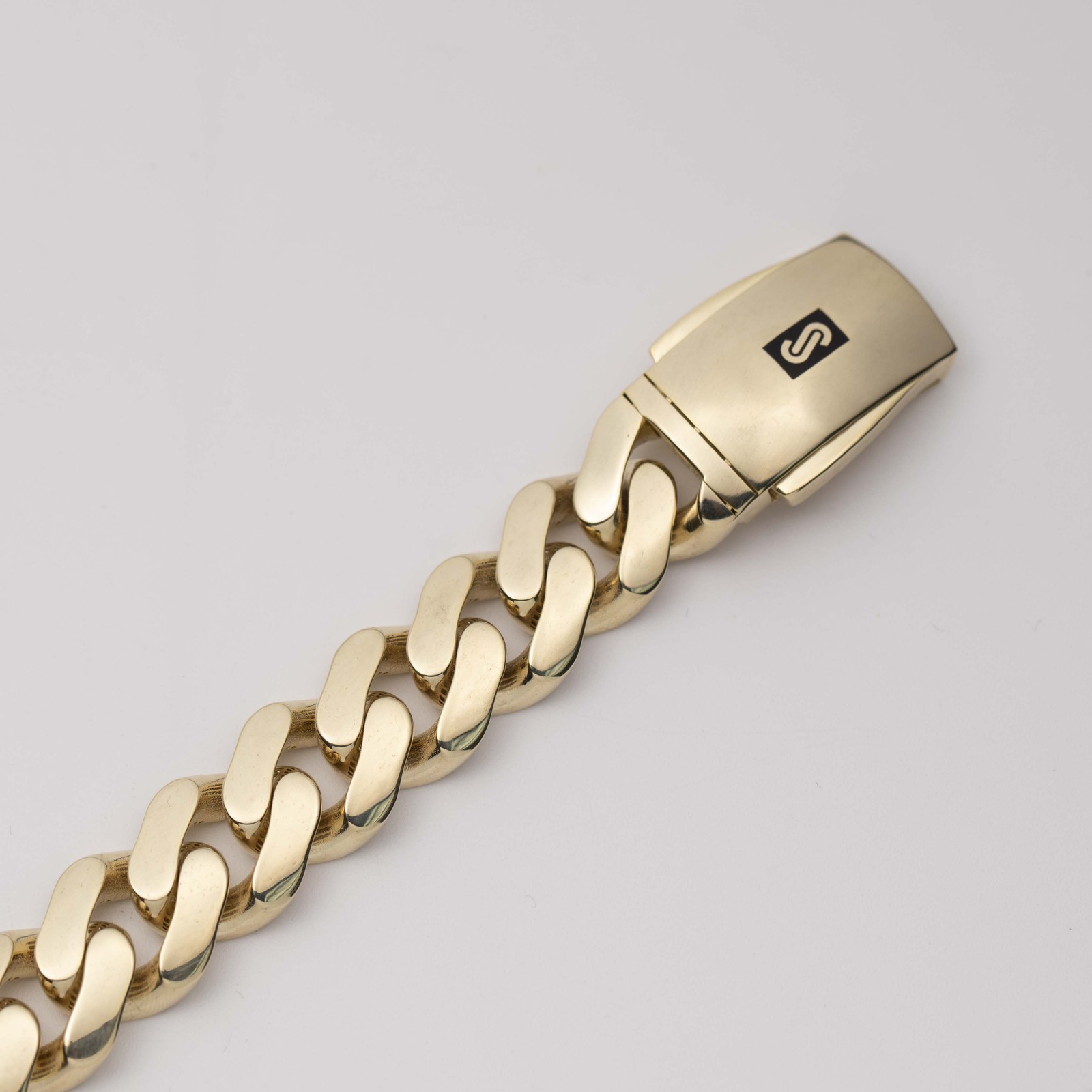 13mm Miami Cuban Royal Link Plain Box Clasp Bracelet Real 10K Yellow Gold