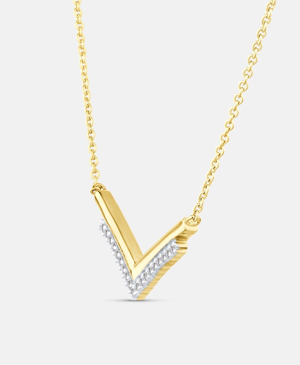 9ct Yellow Gold Lab Diamond Wishbone Necklace