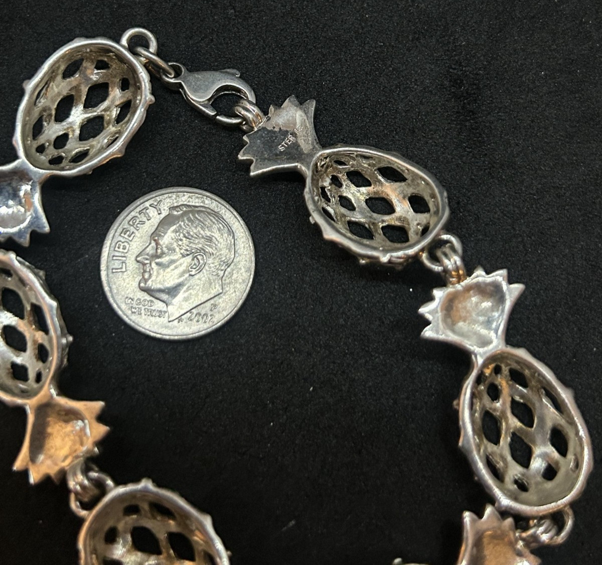 925 Sterling 13.4mm Pineapple Chain Link Bracelet 7.5in – 22.04g