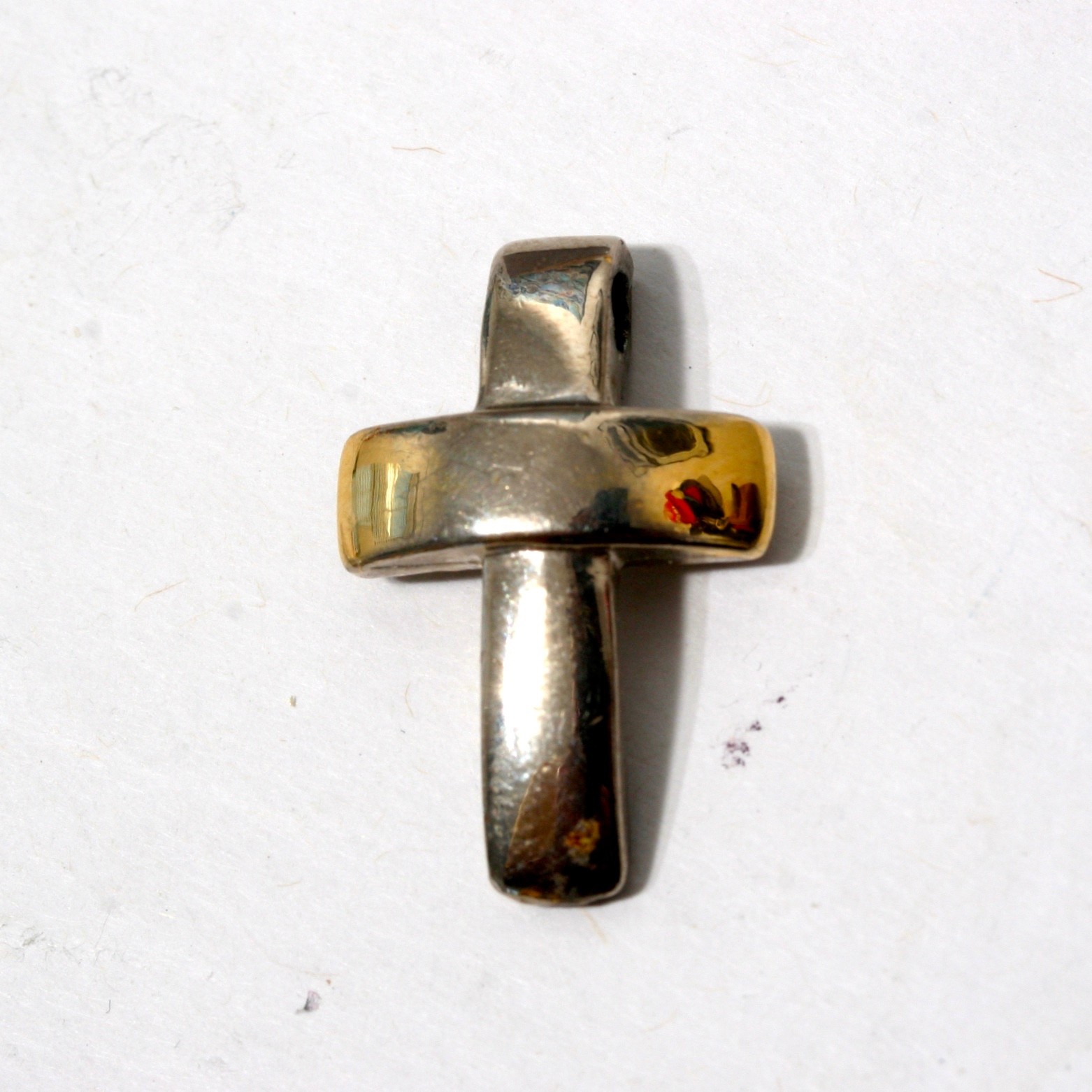 Plain Flat Shiny Silver Cross Pendant Necklace 26 x 17 mm