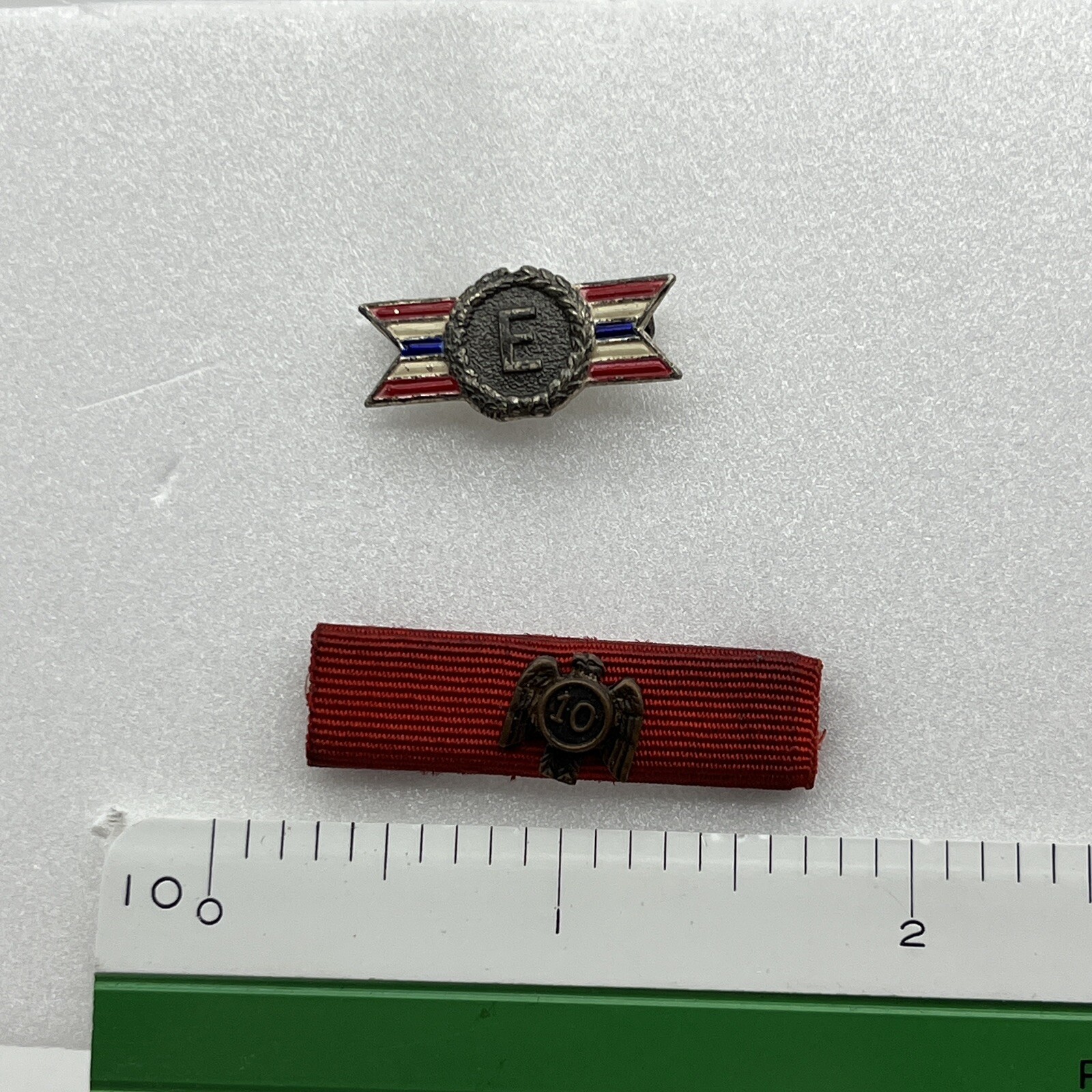 Pin Lot Of 2 VTG Army Navy Production WWII, CT Long Service Medal 10 Years