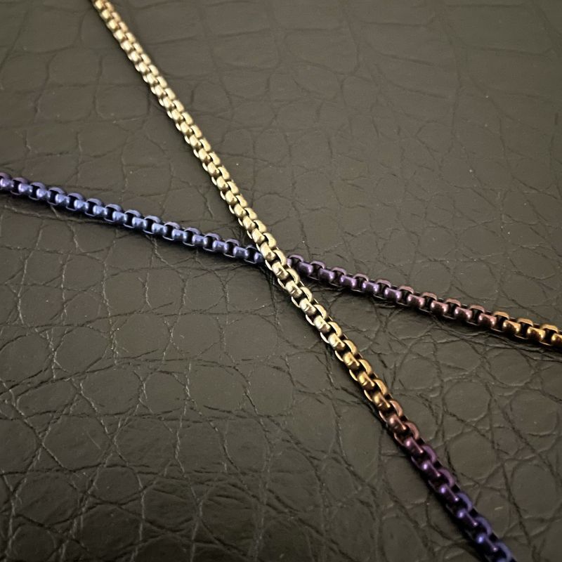 Pure Titanium Necklace 3mm Colored Square Box Chain Anti Allergy Hip Hop Neutral