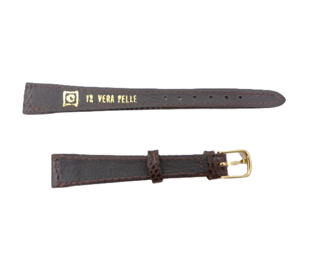 NOS Vera Pelle 12mm/R Brown Lizard Leather Watch Band Strap (B234)