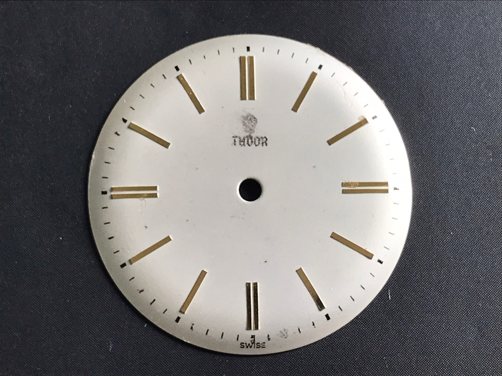 Tudor Watch Dial Vintage Silver Gold Markers Spares Repair 28.5mm Approx