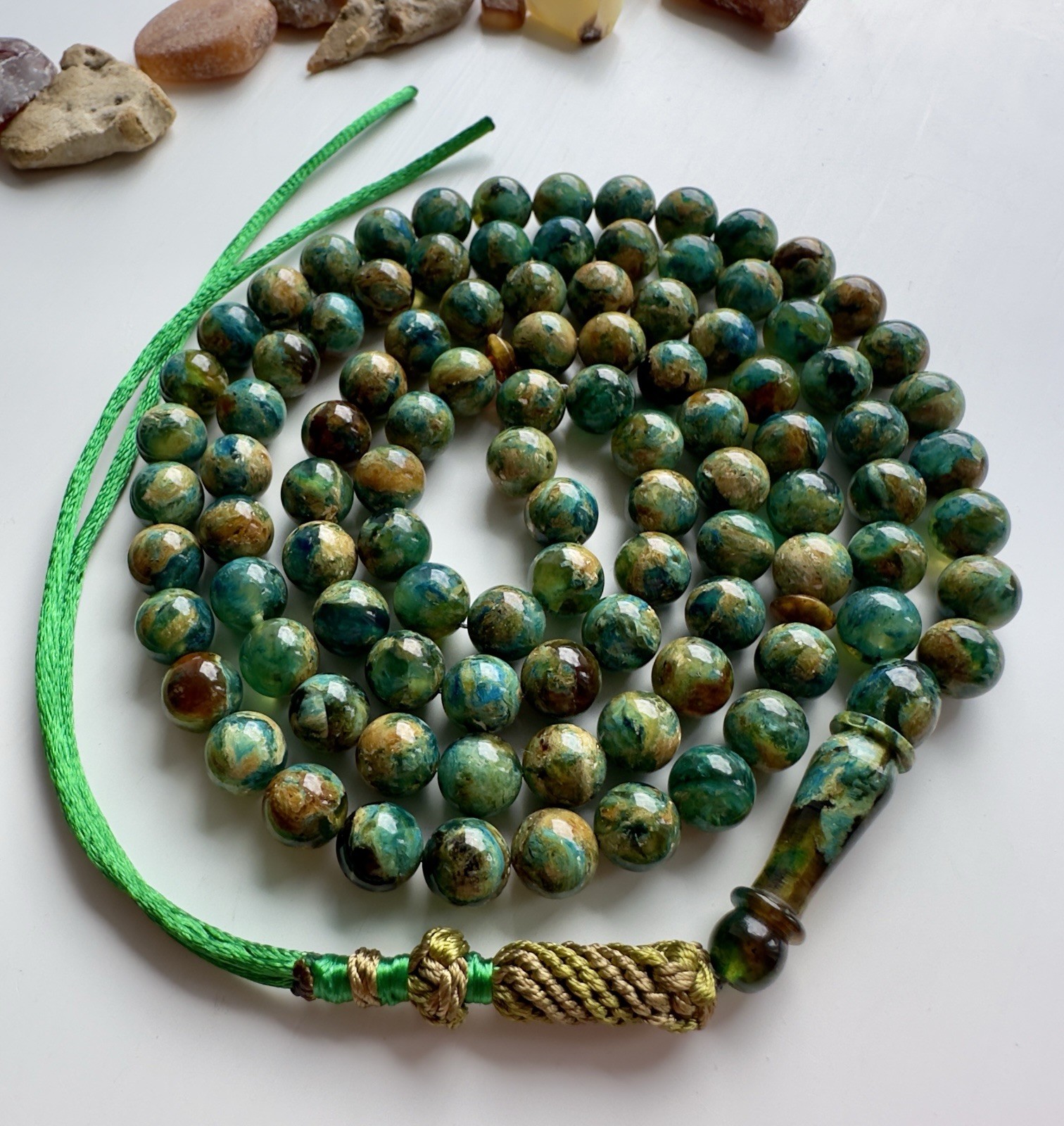 Baltic Amber 40g. Islamic Prayer Rosary Colored Round 99 Beads Tasbih Pressed