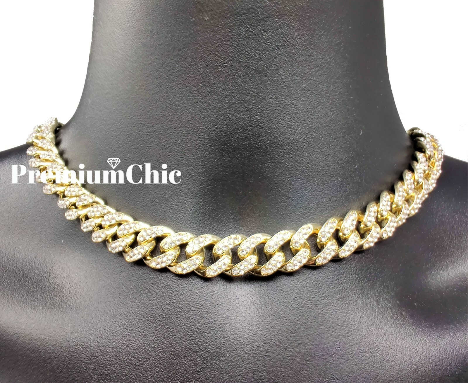 Miami Cuban Choker Necklace Cross Pendant Tennis Chain Gold Plated CZ Jewelry