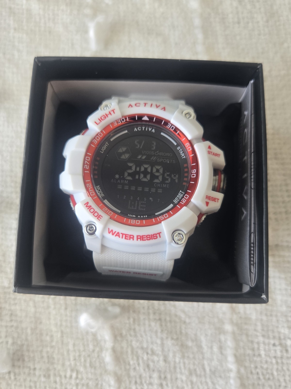 Activa Sports Digital Quartz Watch Alarm/Stop White/Red 50mm (ACW8020-012 )-New