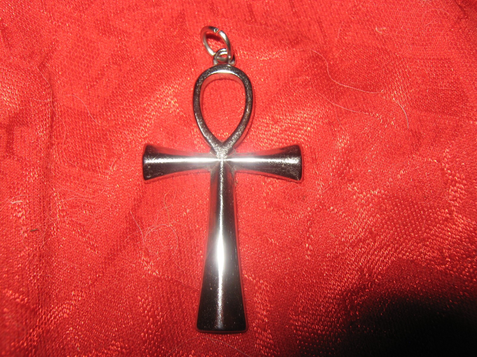 40MM Silver Stainless Steel Ankh Egypt Egyptian TUT Charm Pendant Necklace