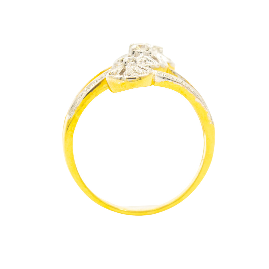 3 pieces cluster ring 9k gold 3.3 gram Natural Diamond 0.29 carat ring size 7