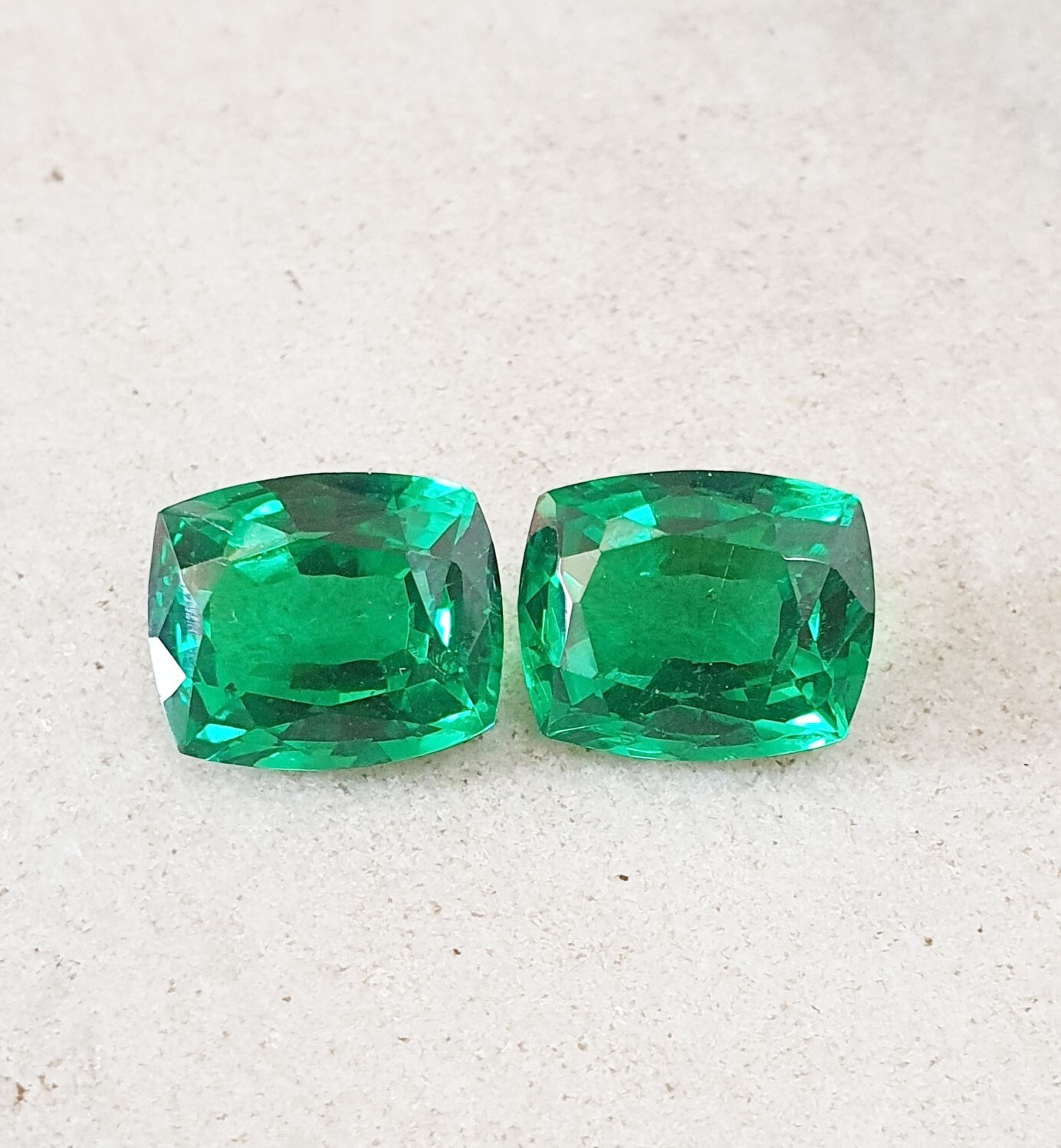 19.56 Ct Lovely Green Zambian Emerald Matching Pair Cushion Cut AAA Loose Gems