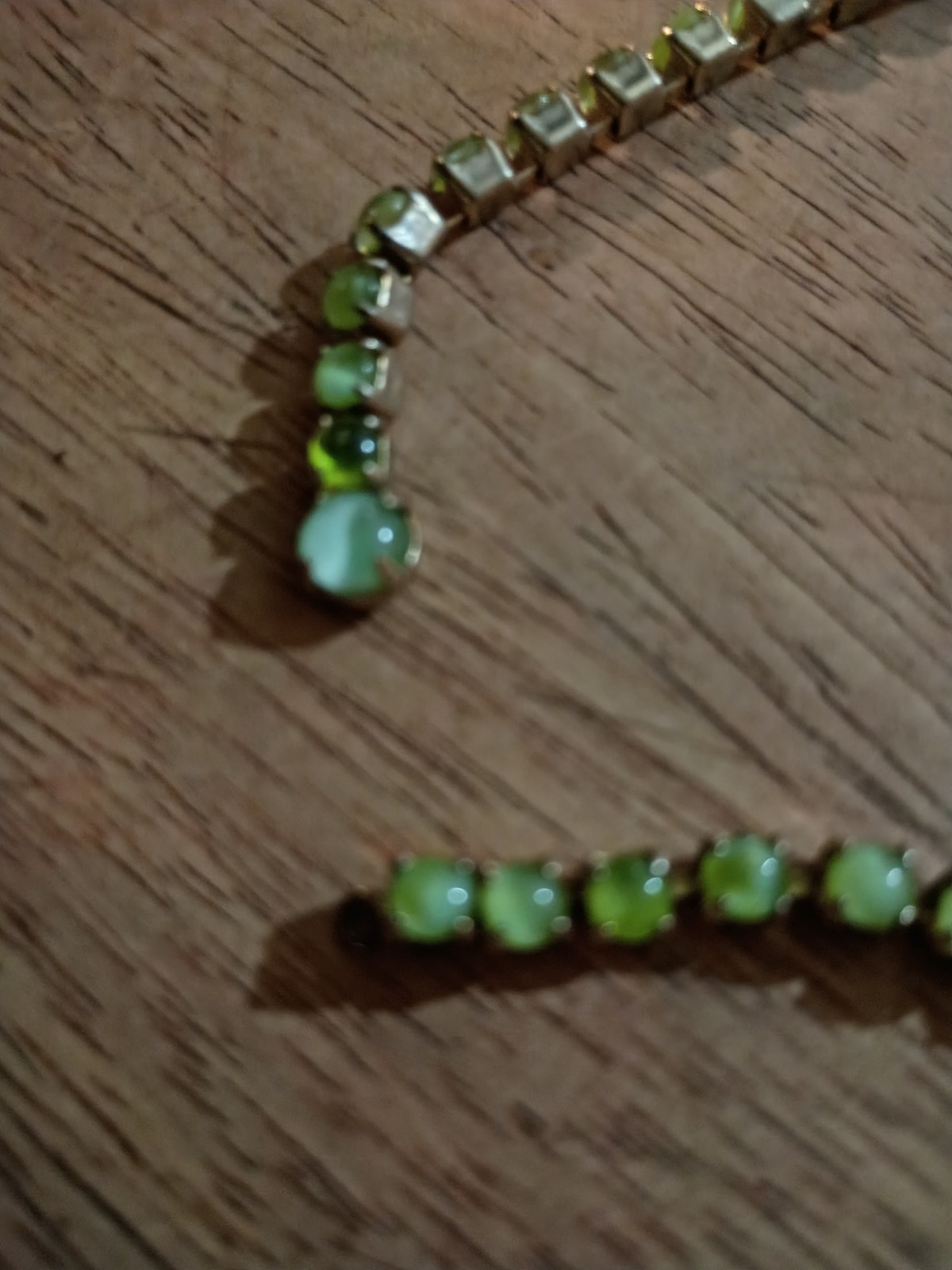 Signed Vintage Joseph Warner Mid-Century Green Moonglow Lucite Necklace (AS-IS)