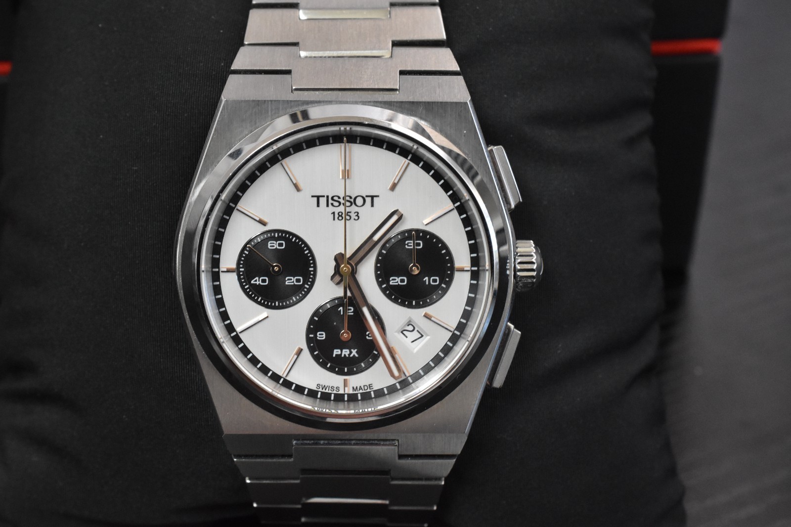 Tissot 1853 PRX Auto Chrono 42mm White Dial Watch w/Box T137.427.11.011.00