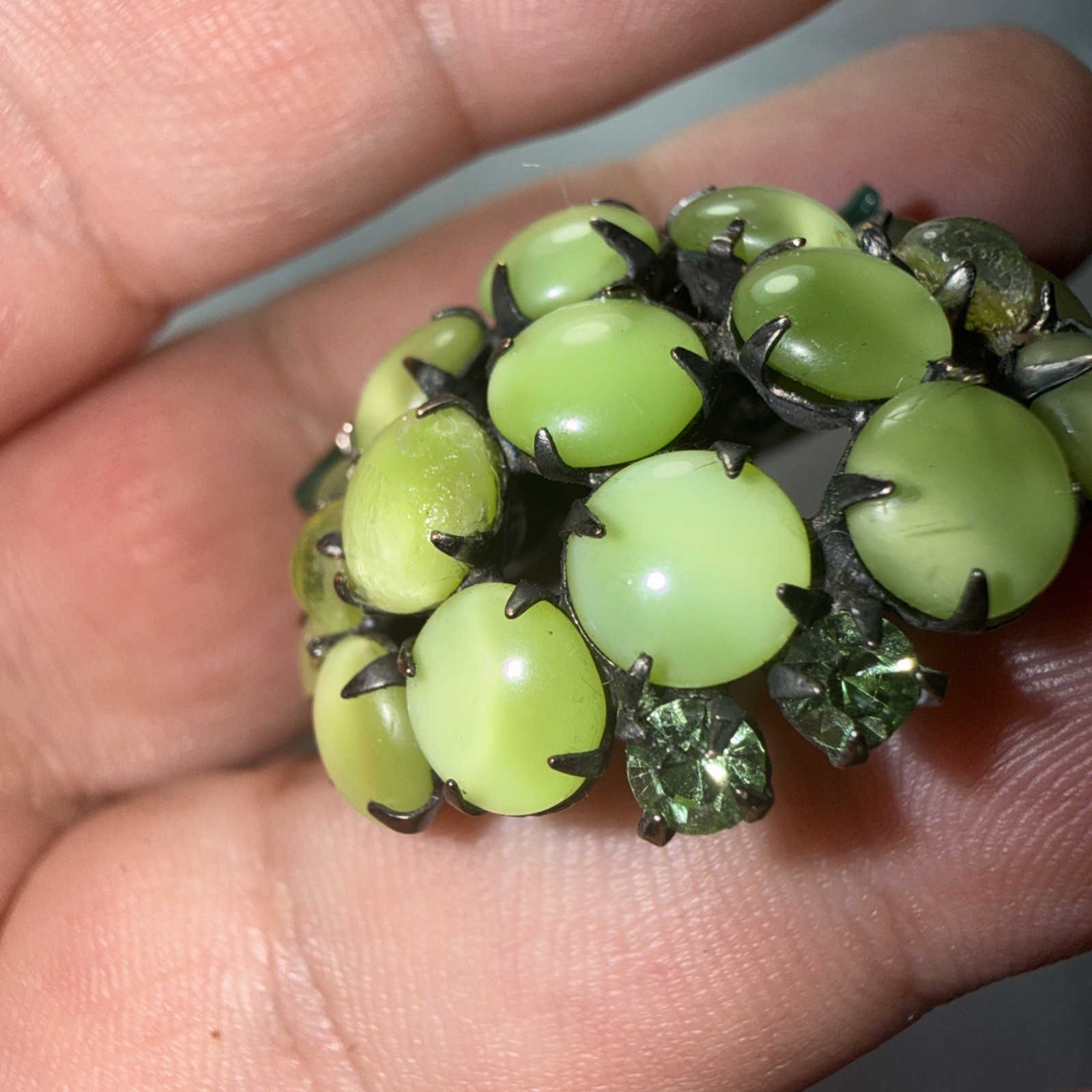 Brooch Pin Schreiner New York “Fantasy Lime” or “Green Strawberry” Unsigned Rare