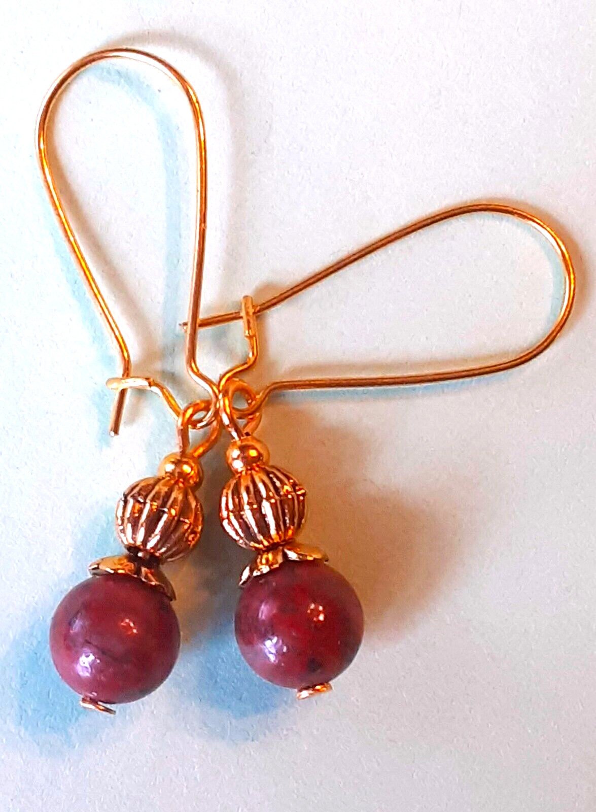 RED JASPER earring KIDNEY WIRE GP handcrafted XGE