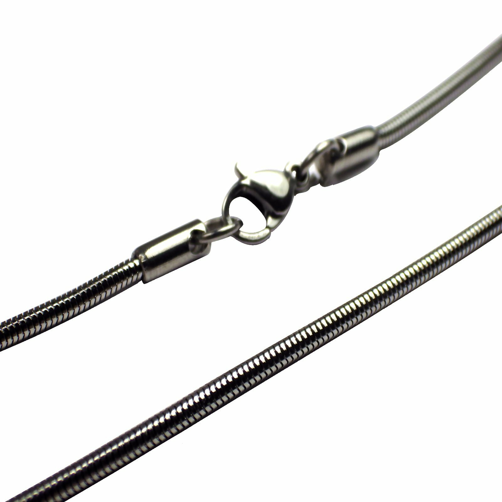 Snake Serpentine Chain Womens Stainless Steel Necklace 3mm 18-22-inch