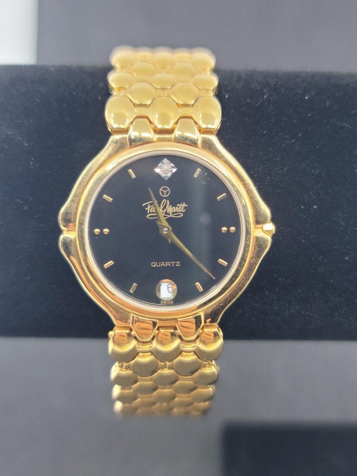 Paul Maret Gold Tone Womens Watch New Battery Diamond Accent Works Good