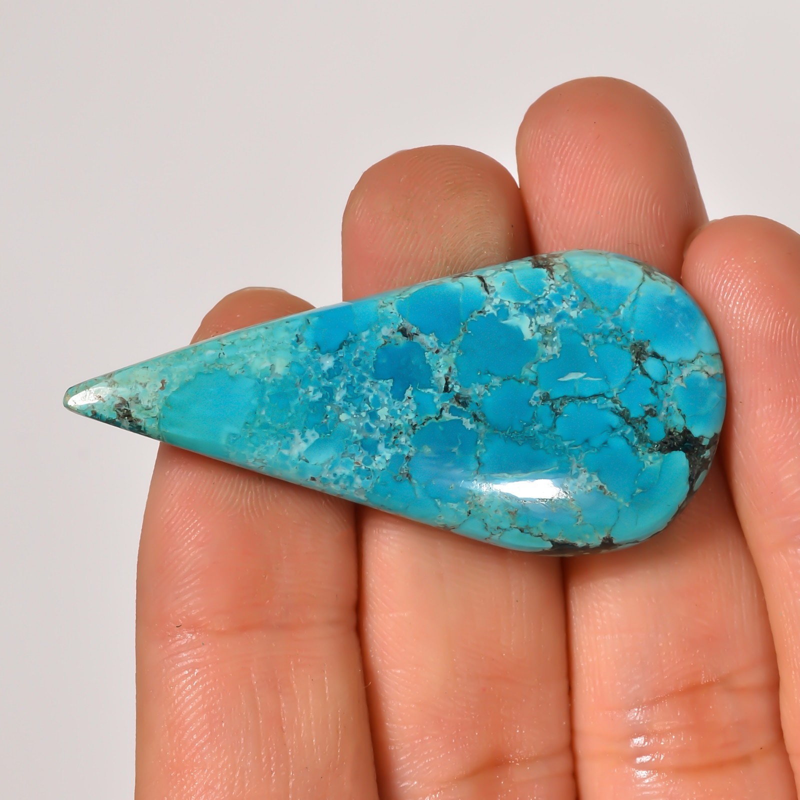 657 Cts. Natural DESIGNER TIBET TURQUOISE Pear Shape Cabochon Gemstone Lot~8Pcs~