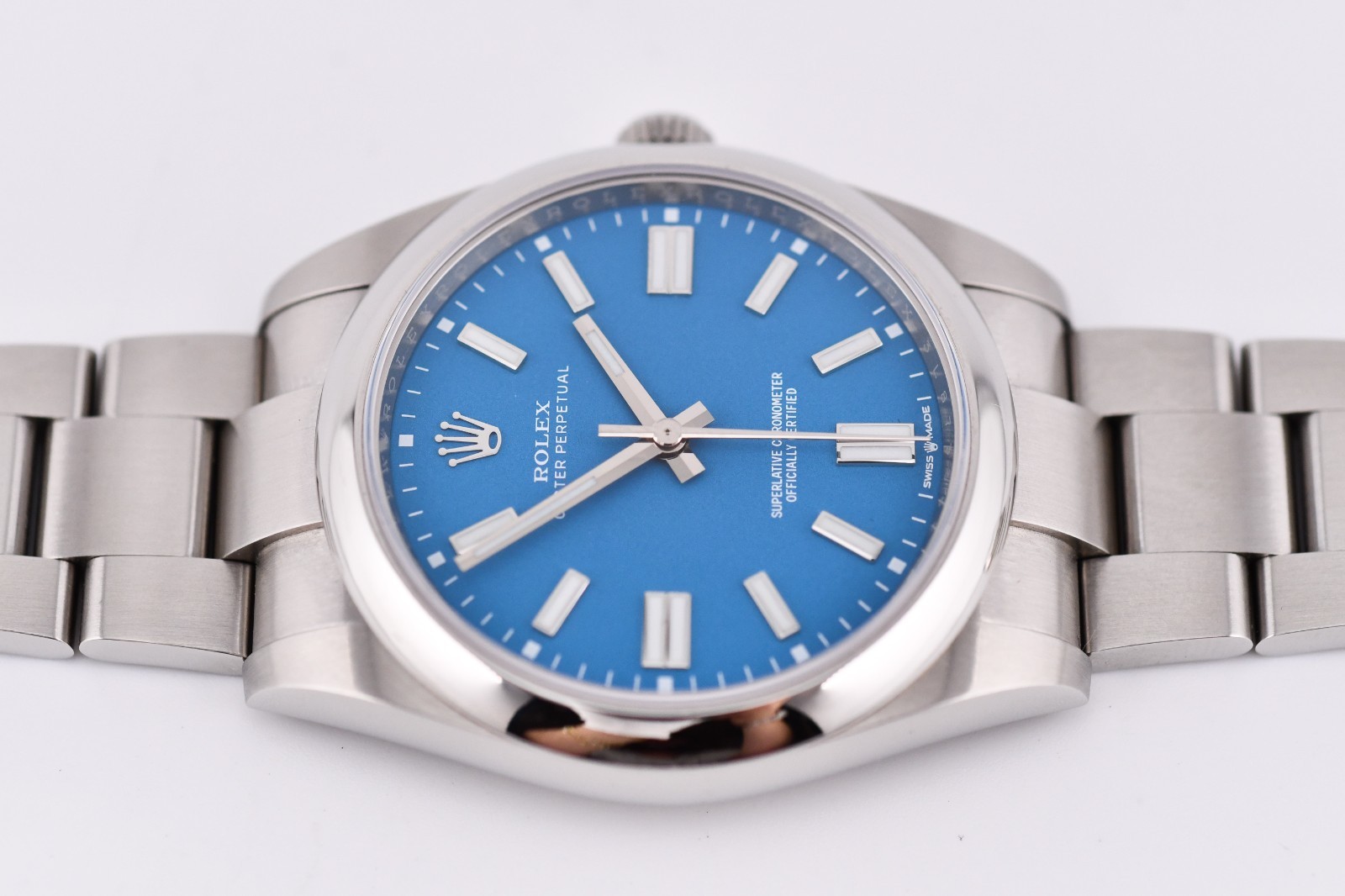 Rolex Oyster Perpetual 41mm Ref. 124300 Custom Blue Dial Box and Paper