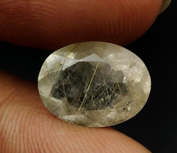 6.5 Ct Natural Rutilated Quartz Faceted Cut Oval 14.3×10.8mm Loose Gemstone W180