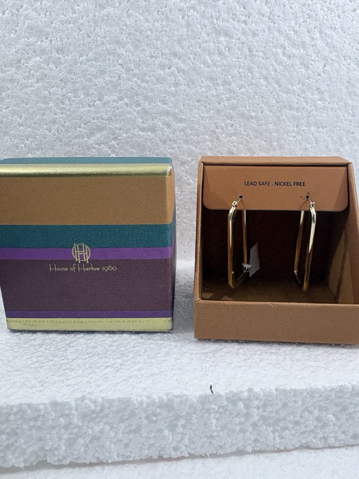 House Of Harlow 1960 gold-toned, square-shaped hoop earrings latch-back closure